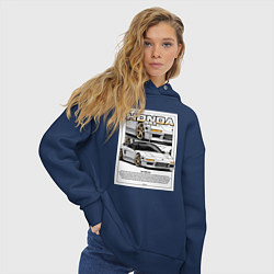 Толстовка оверсайз женская Honda nsx авто, цвет: тёмно-синий — фото 2
