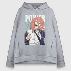 Толстовка оверсайз женская Человек-бензопила Пауэр Power, цвет: меланж