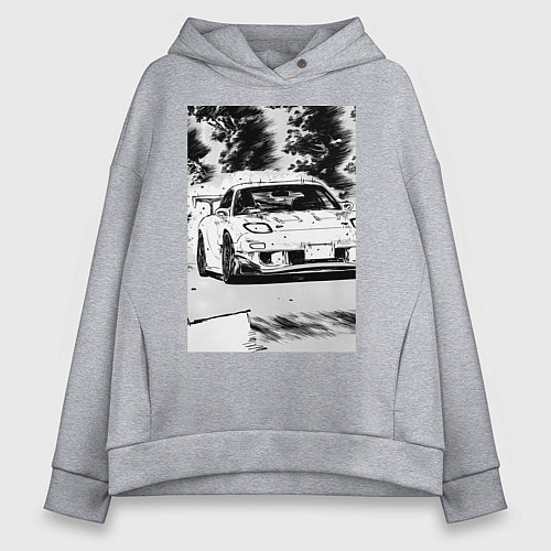 Женское худи оверсайз Mazda rx-7 автомобиль гоночный / Меланж – фото 1