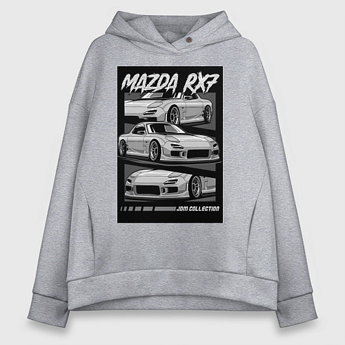 Женское худи оверсайз Mazda rx-7 JDM авто / Меланж – фото 1