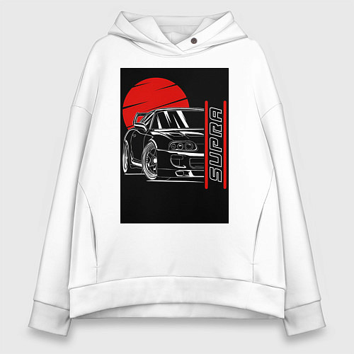 Женское худи оверсайз Toyota Supra авто / Белый – фото 1