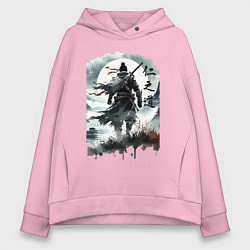 Толстовка оверсайз женская Призрак Цусимы - Японский самурай, цвет: светло-розовый