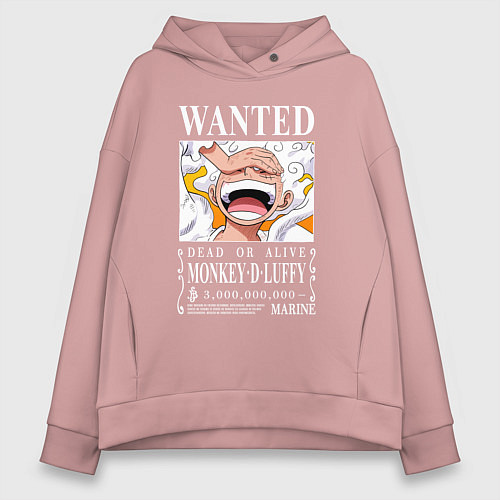 Женское худи оверсайз Monkey D Luffy - wanted / Пыльно-розовый – фото 1