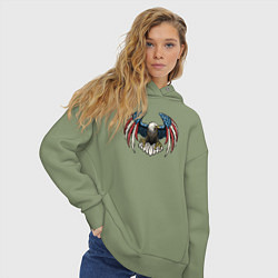 Толстовка оверсайз женская Америка орёл, цвет: авокадо — фото 2