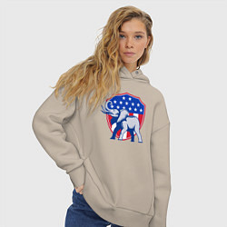 Толстовка оверсайз женская Слон США, цвет: миндальный — фото 2