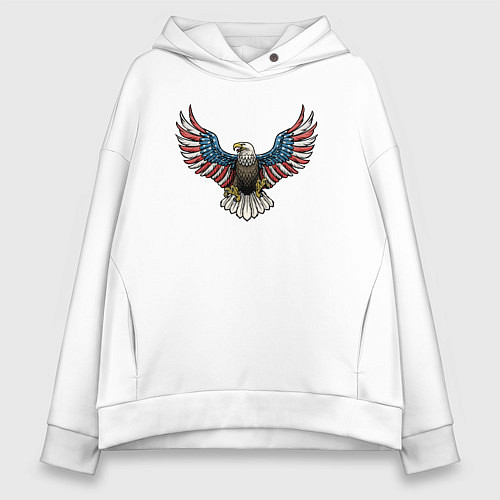 Женское худи оверсайз Eagle - America / Белый – фото 1