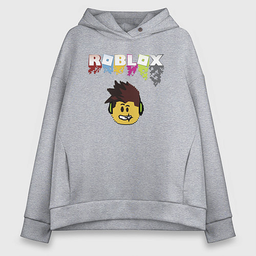 Женское худи оверсайз Roblox pixel - роблокс пиксель видеоигра для детей / Меланж – фото 1