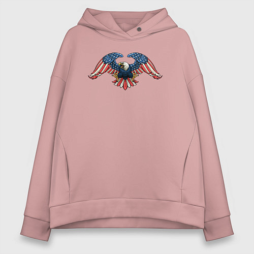 Женское худи оверсайз Орёл - USA / Пыльно-розовый – фото 1