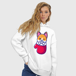 Толстовка оверсайз женская Собачка в варежке, цвет: белый — фото 2