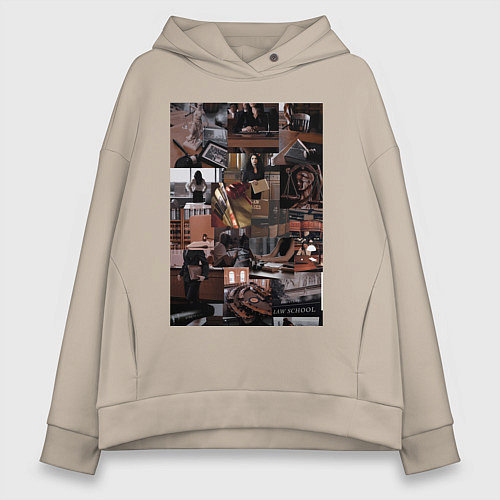 Женское худи оверсайз Юристы эстетика коллаж / Миндальный – фото 1