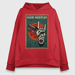 Толстовка оверсайз женская Парикмахер ножницы, цвет: красный