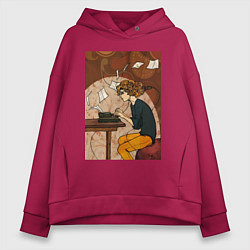 Толстовка оверсайз женская Писатель, цвет: маджента