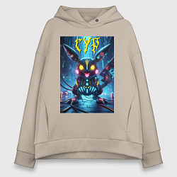 Женское худи оверсайз Cyber horror - Pikachu