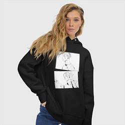 Толстовка оверсайз женская Эмоции Сугуру Гето - Магическая битва, цвет: черный — фото 2