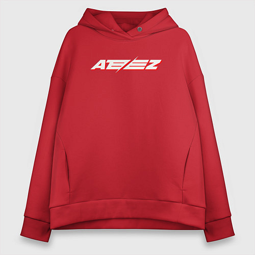 Женское худи оверсайз Ateez logo / Красный – фото 1