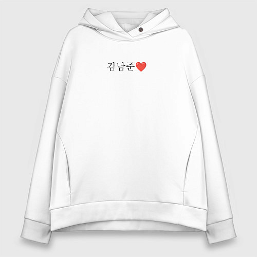Женское худи оверсайз BTS Kim Nam-joon иероглифами / Белый – фото 1