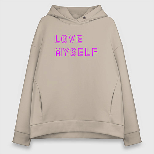 Женское худи оверсайз Надпись love myself BTS / Миндальный – фото 1