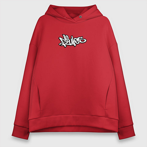 Женское худи оверсайз No rules graffiti / Красный – фото 1