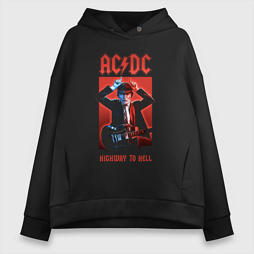 Женское худи оверсайз ACDC Angus Young / Черный – фото 1