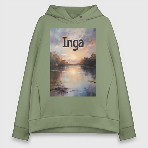 Женское худи оверсайз Inga озеро / Авокадо – фото 1