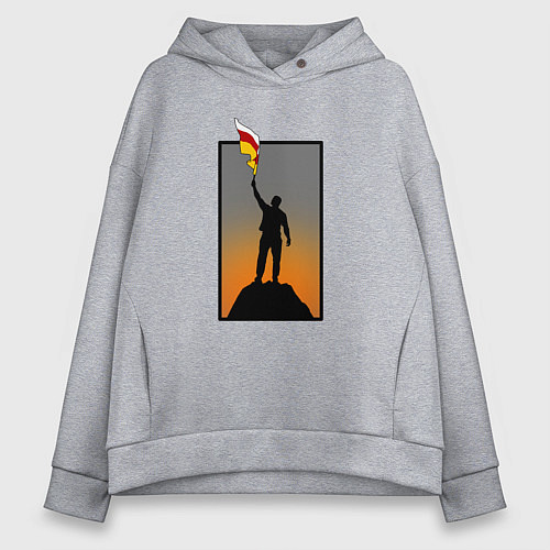 Женское худи оверсайз Человек с осетинским флагом / Меланж – фото 1