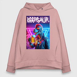 Женское худи оверсайз Cyber beersaur - neon glow
