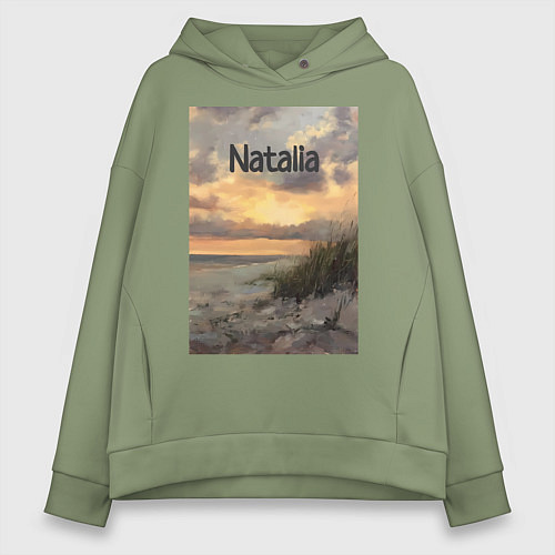 Женское худи оверсайз Natalia закат / Авокадо – фото 1
