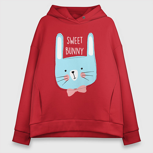 Женское худи оверсайз Sweet bunny / Красный – фото 1