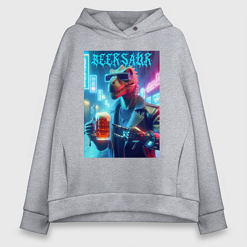 Женское худи оверсайз Cyber cool dude Dino - ai art fantasy / Меланж – фото 1