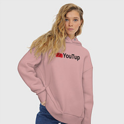 Толстовка оверсайз женская Youtup youtube, цвет: пыльно-розовый — фото 2
