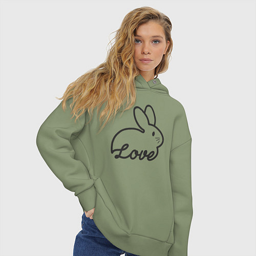 Женское худи оверсайз Bunny lover / Авокадо – фото 3