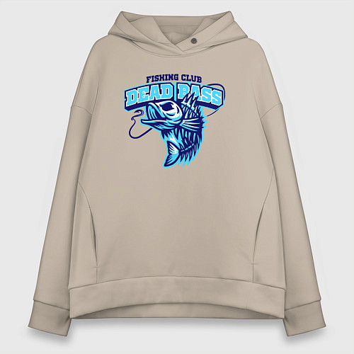 Женское худи оверсайз Fishing club dead bass / Миндальный – фото 1
