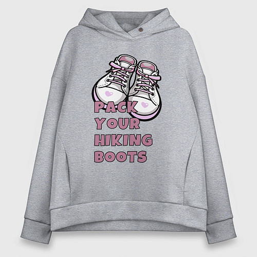 Женское худи оверсайз Pink boots / Меланж – фото 1