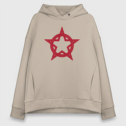 Толстовка оверсайз женская Red star USSR, цвет: миндальный