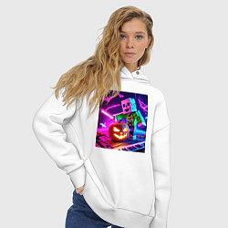 Толстовка оверсайз женская Хэллоуин и Майнкрафт - коллаба, цвет: белый — фото 2