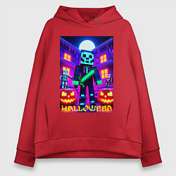 Женское худи оверсайз Halloween and Minecraft - neon collaboration