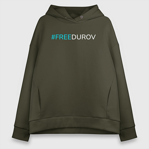 Женское худи оверсайз Надпись FREEDUROV / Хаки – фото 1