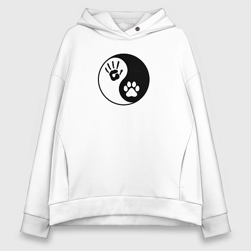 Женское худи оверсайз Инь ян символ квадробика / Белый – фото 1