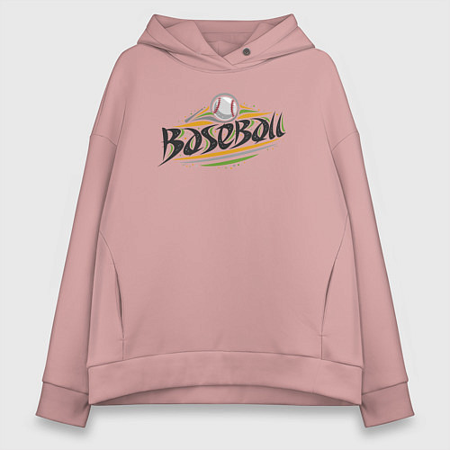 Женское худи оверсайз Спорт - бейсбол / Пыльно-розовый – фото 1