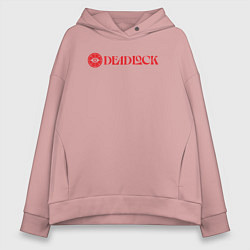 Женское худи оверсайз Deadlock red logo