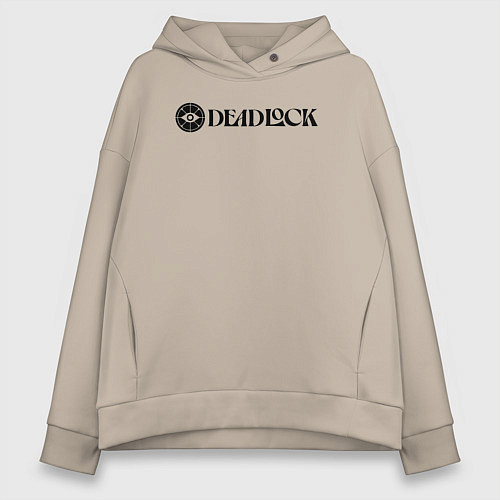 Женское худи оверсайз Deadlock white logo / Миндальный – фото 1