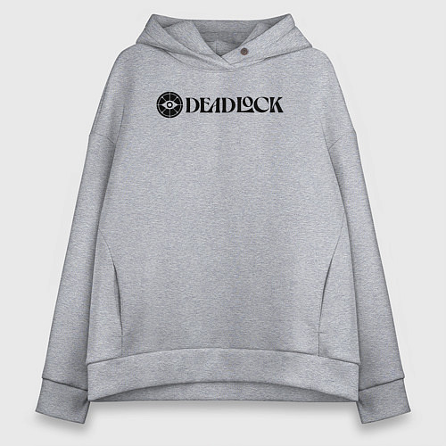 Женское худи оверсайз Deadlock white logo / Меланж – фото 1