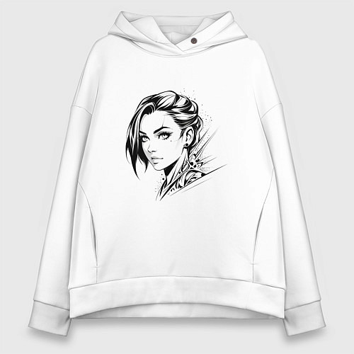 Женское худи оверсайз Девушка эмо / Белый – фото 1