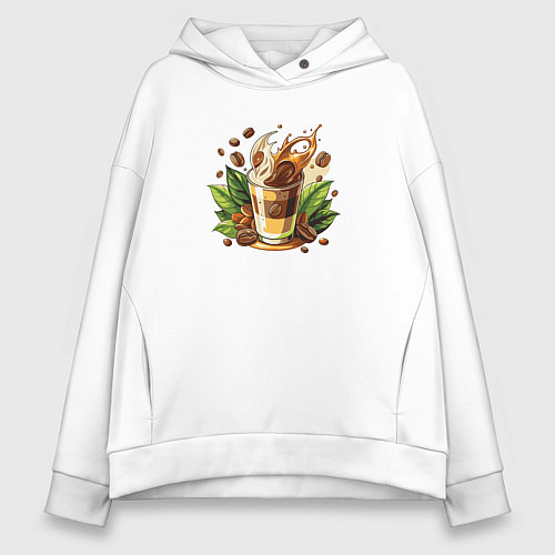 Женское худи оверсайз Стакан кофе с молоком / Белый – фото 1