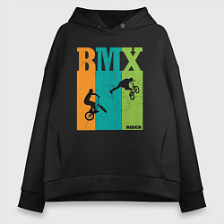 Толстовка оверсайз женская BMX велосипед, цвет: черный