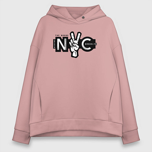 Женское худи оверсайз New York peace / Пыльно-розовый – фото 1