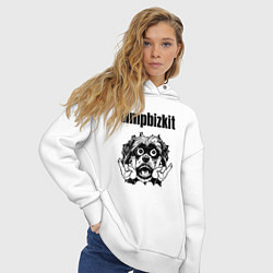 Толстовка оверсайз женская Limp Bizkit - rock dog, цвет: белый — фото 2