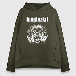 Толстовка оверсайз женская Limp Bizkit rock dog, цвет: хаки