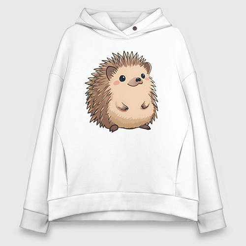 Женское худи оверсайз Ёжик арт / Белый – фото 1
