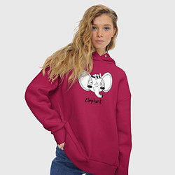 Толстовка оверсайз женская Слоник милаш, цвет: маджента — фото 2